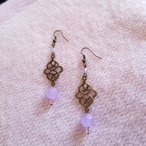 New Handmade Earrings with purple cryatals - Picture 3 of 5